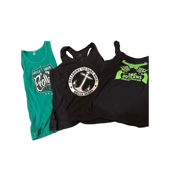 3 Roller Derby tanks 2 large 1 medium - Picture 1 of 7